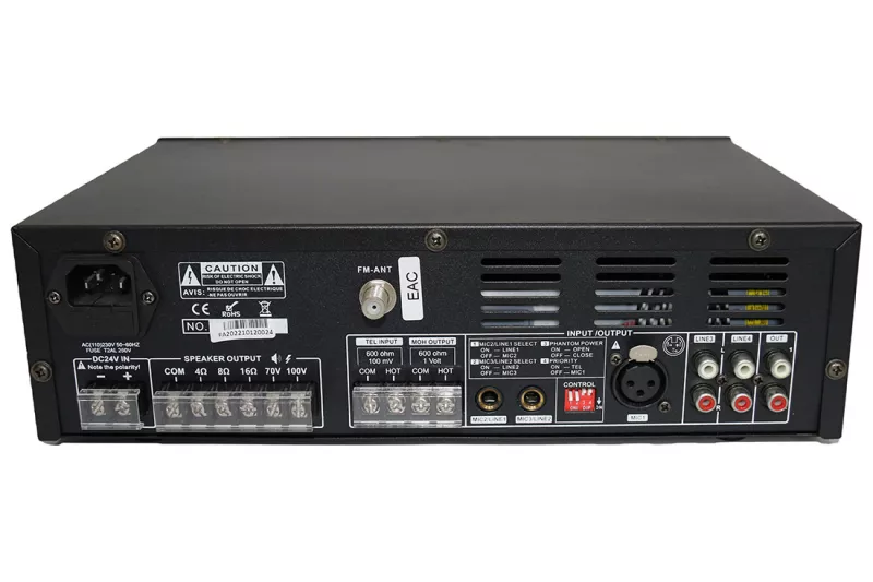 DSS-30E микшер-усилитель 30 Вт/100В, MP3, FM, Bluetooth, SD DSS-30E микшер-усилитель 30 Вт/100В, MP3, FM, Bluetooth, SD