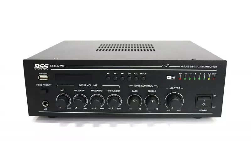 DSS-60WF усилитель 120 Вт/100В, WIFI, MP3, FM, Bluetooth, SD DSS-60WF усилитель 120 Вт/100В, WIFI, MP3, FM, Bluetooth, SD
